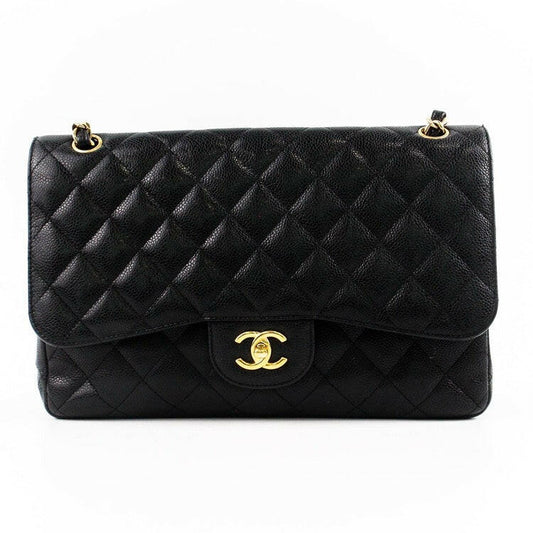 Chanel CF Classic Flap Jumbo Black Caviar Leather Handbag 2015-2016.