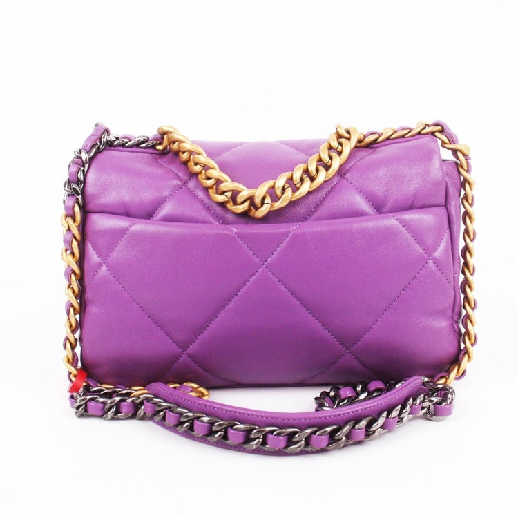 Chanel 19 Bag Small Purple 2021-2023 Quilted Leather with Chain Strap