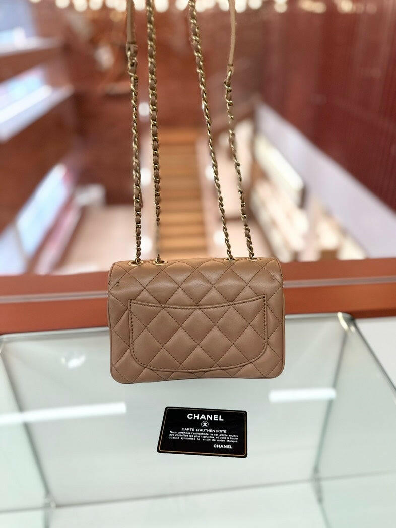 Chanel Mini Cuba Flap Bag Brown Lambskin, 2018 Full Set - Premium Luxe Handbag