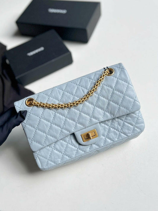 Chanel 2.55 Reissue Blue Grey with Gold Hardware 2019, Includes Card and Dust Bag.