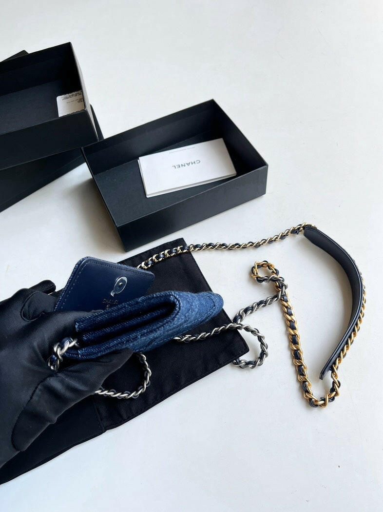 Chanel 19 Mini Bag 2021 Denim Blue Full Set