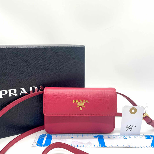 Prada Saffiano Vintage Clutch Crossbody Bag,Leather,Pink