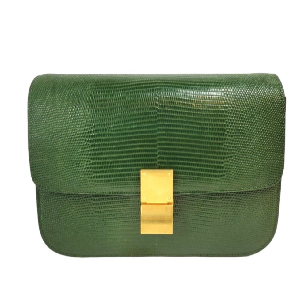 Celine Classic Medium Green Lizard