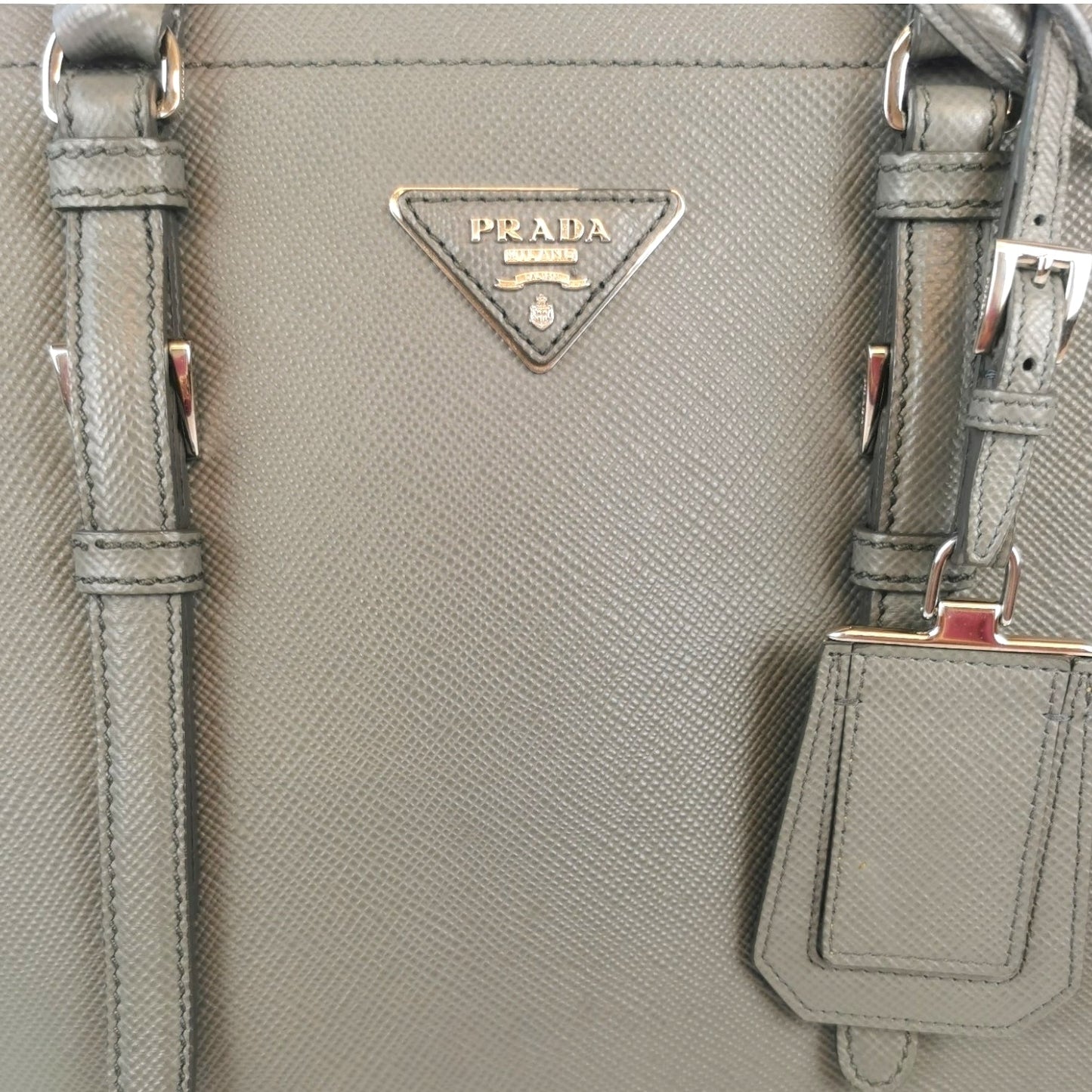 Prada Double Tote Bag Grey Saffiano