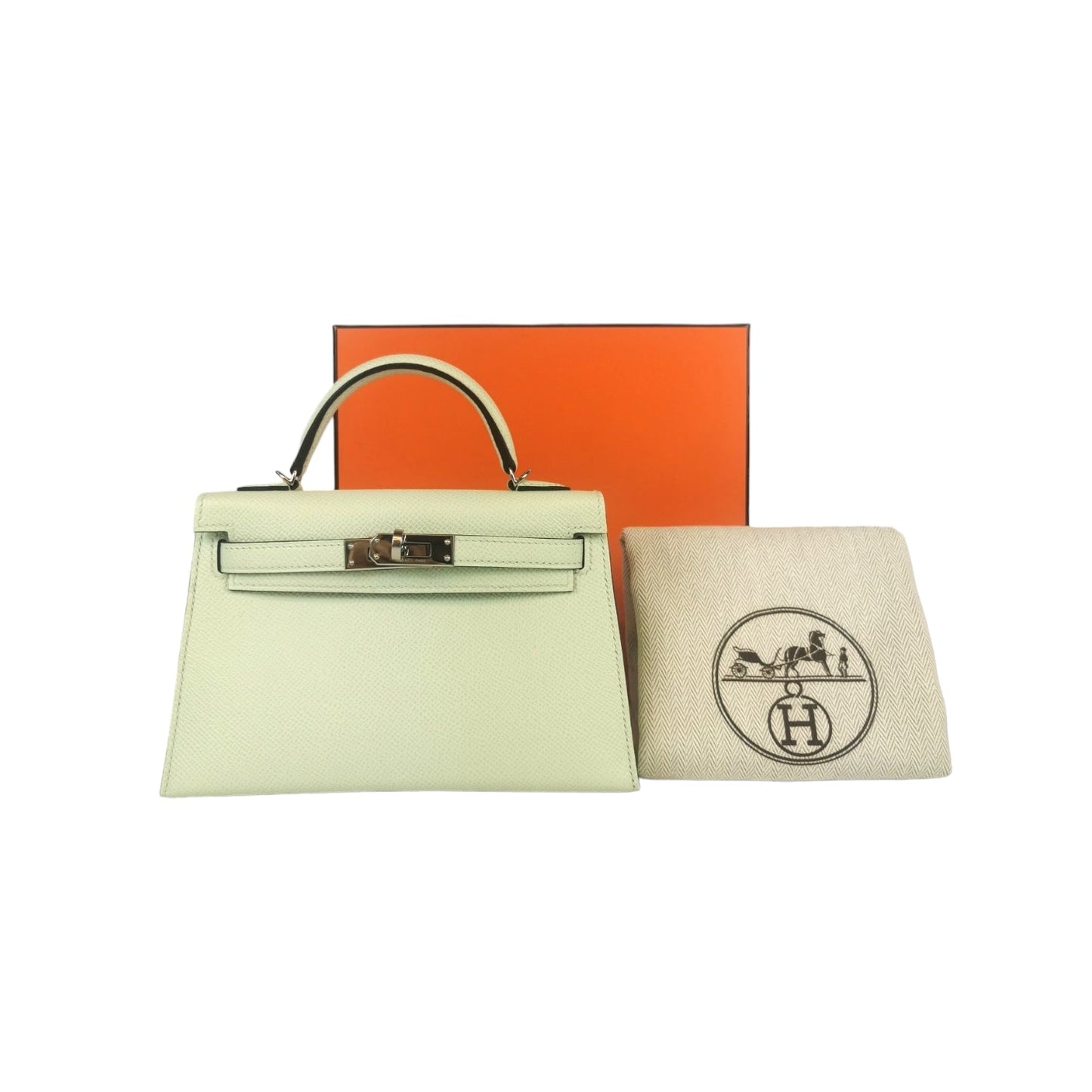 Hermès Mini Kelly Vert Fizz Epsom Palladium