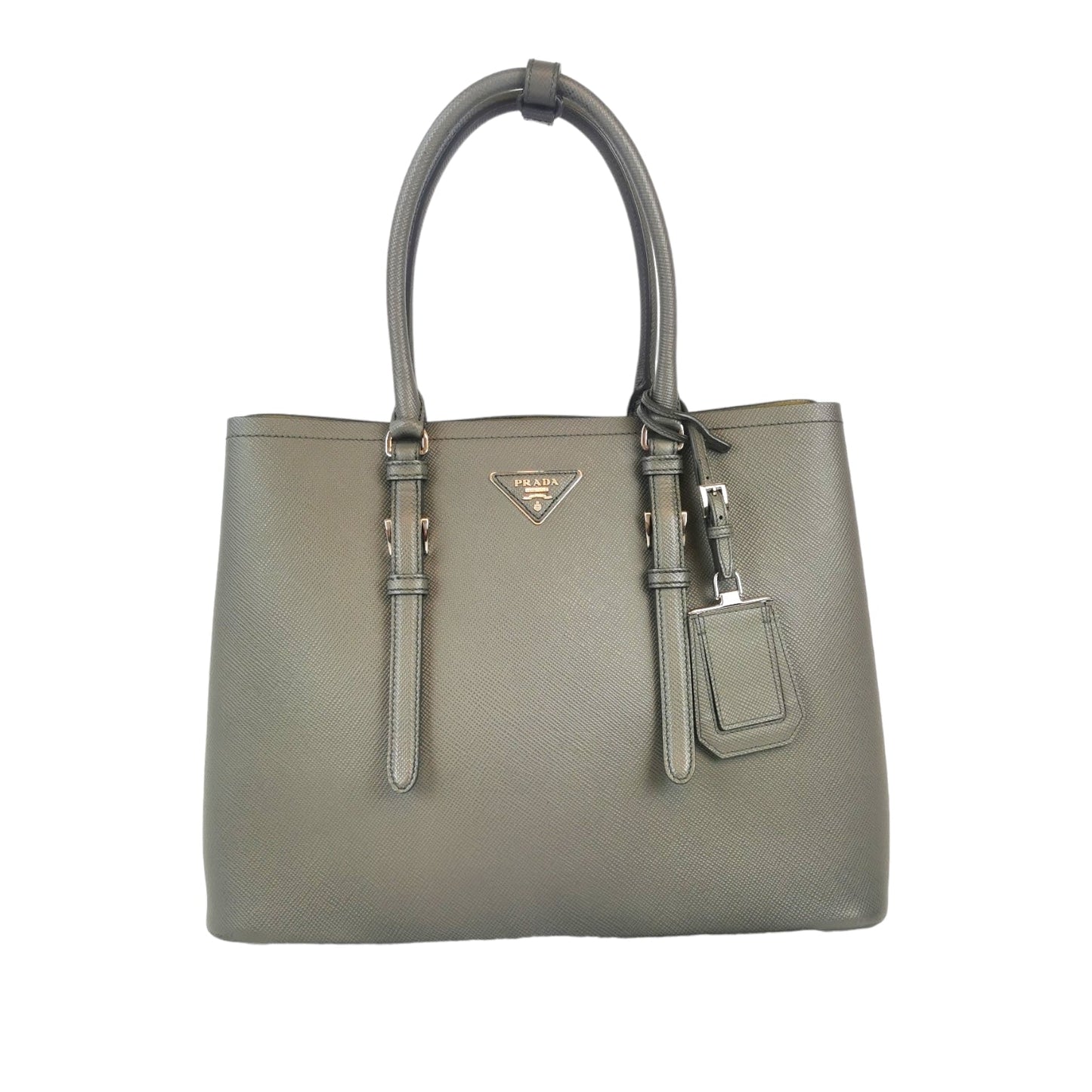 Prada Double Tote Bag Grey Saffiano