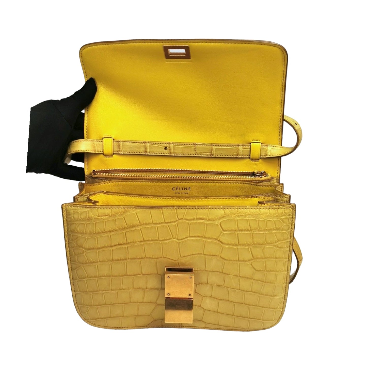 Celine Classic Medium Yellow Crocodile