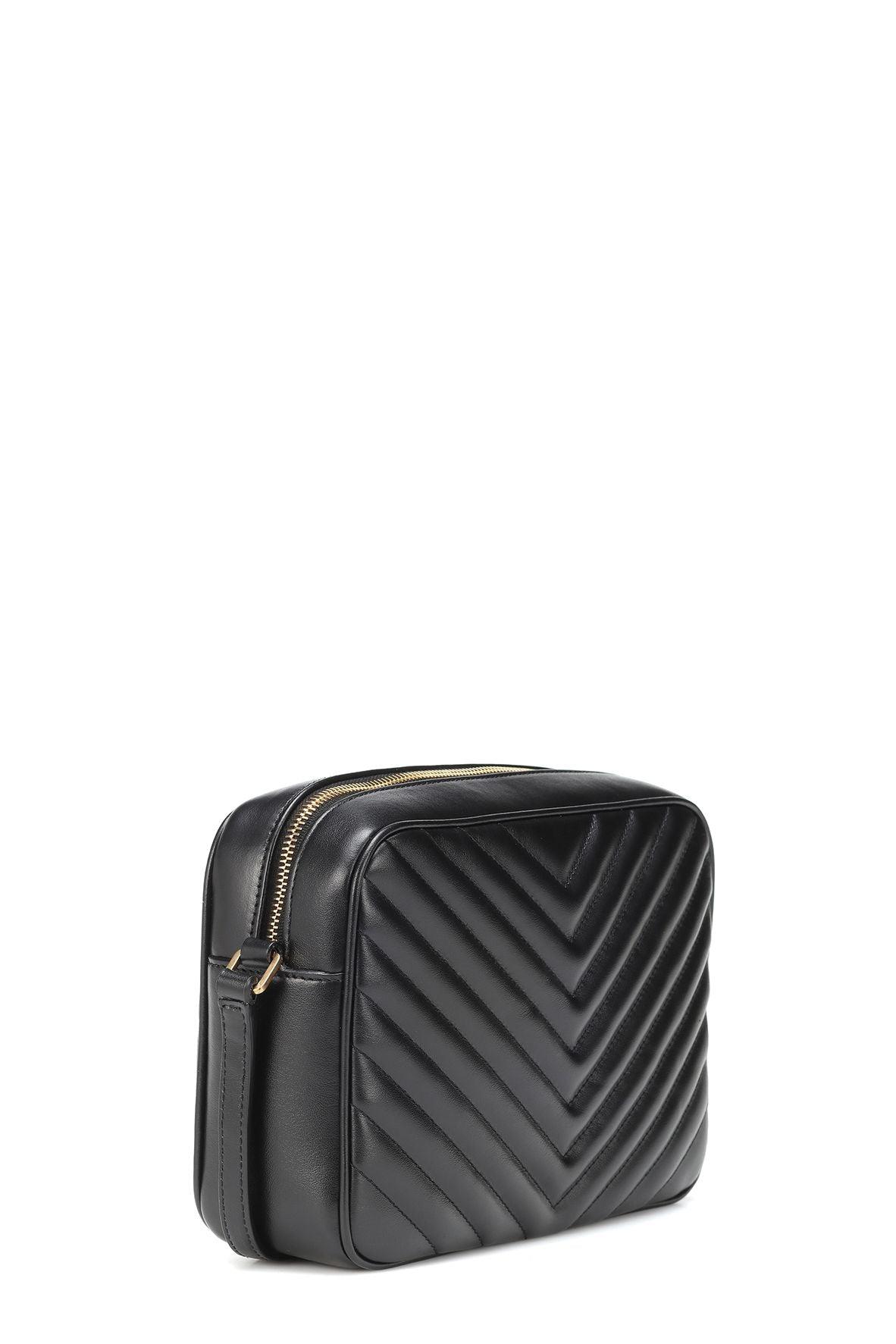 Matelasse Lou Camera Bag Black with Gold Hardware