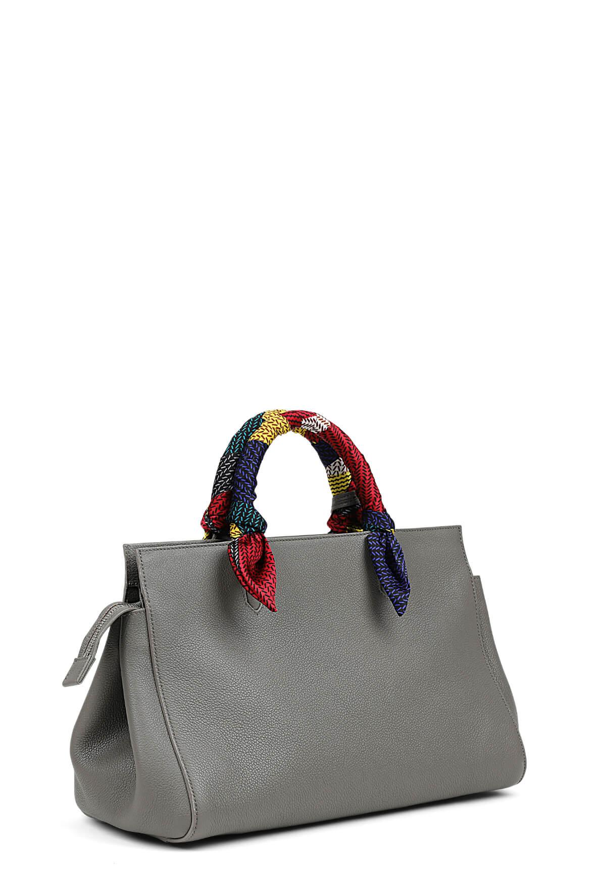 Small Cabas Rive Gauche Grey with Front Pocket and Handle Wraps