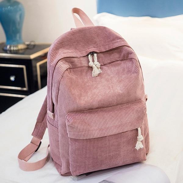 The Corduroy' - Striped Corduroy Backpack - Bags Bistro