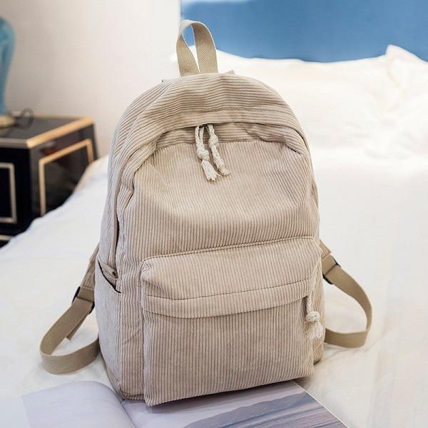 The Corduroy' - Striped Corduroy Backpack - Bags Bistro