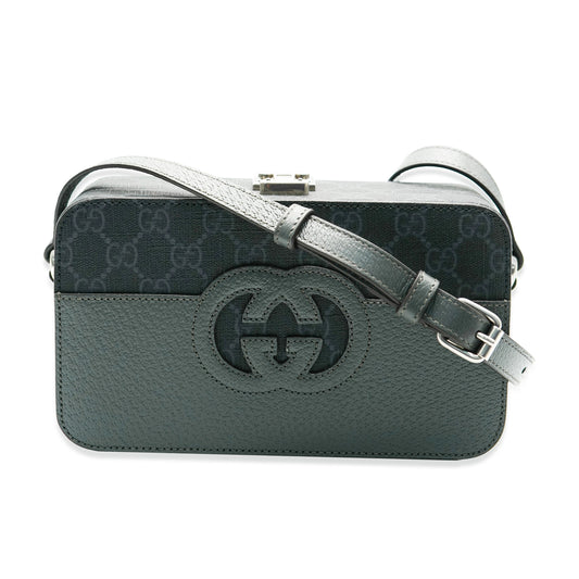 Grey Calfskin GG Supreme Interlocking G Messenger