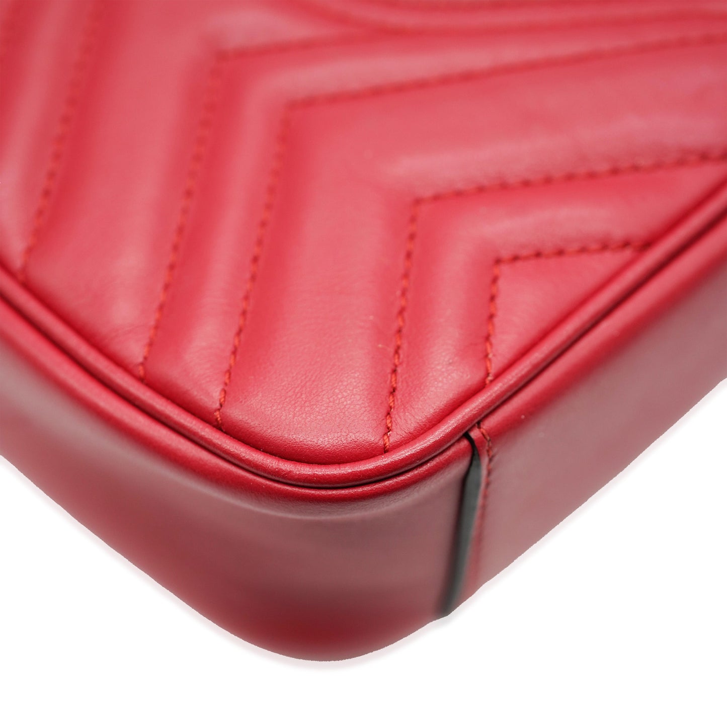 Red Leather Small GG Marmont Flap