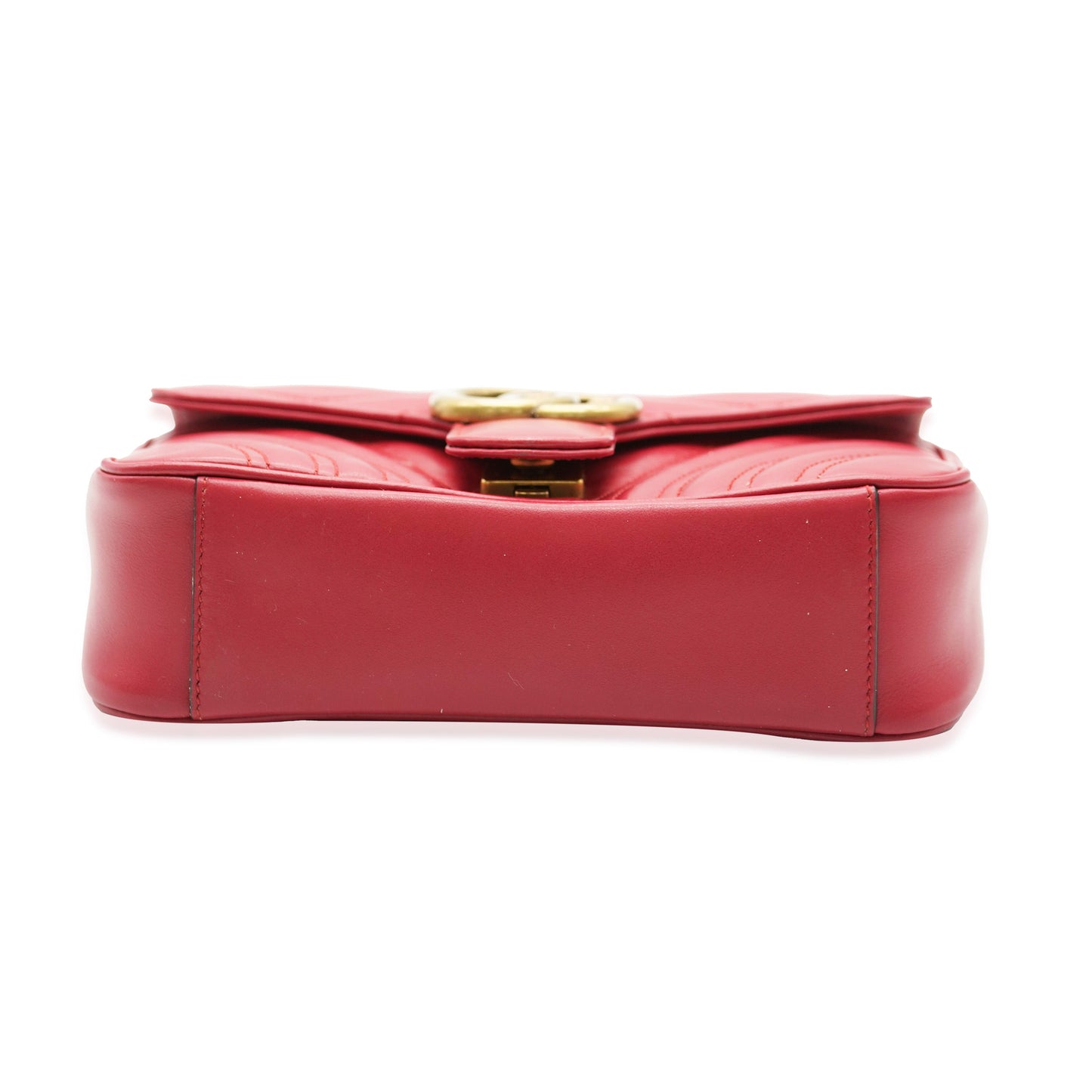 Red Leather Small GG Marmont Flap