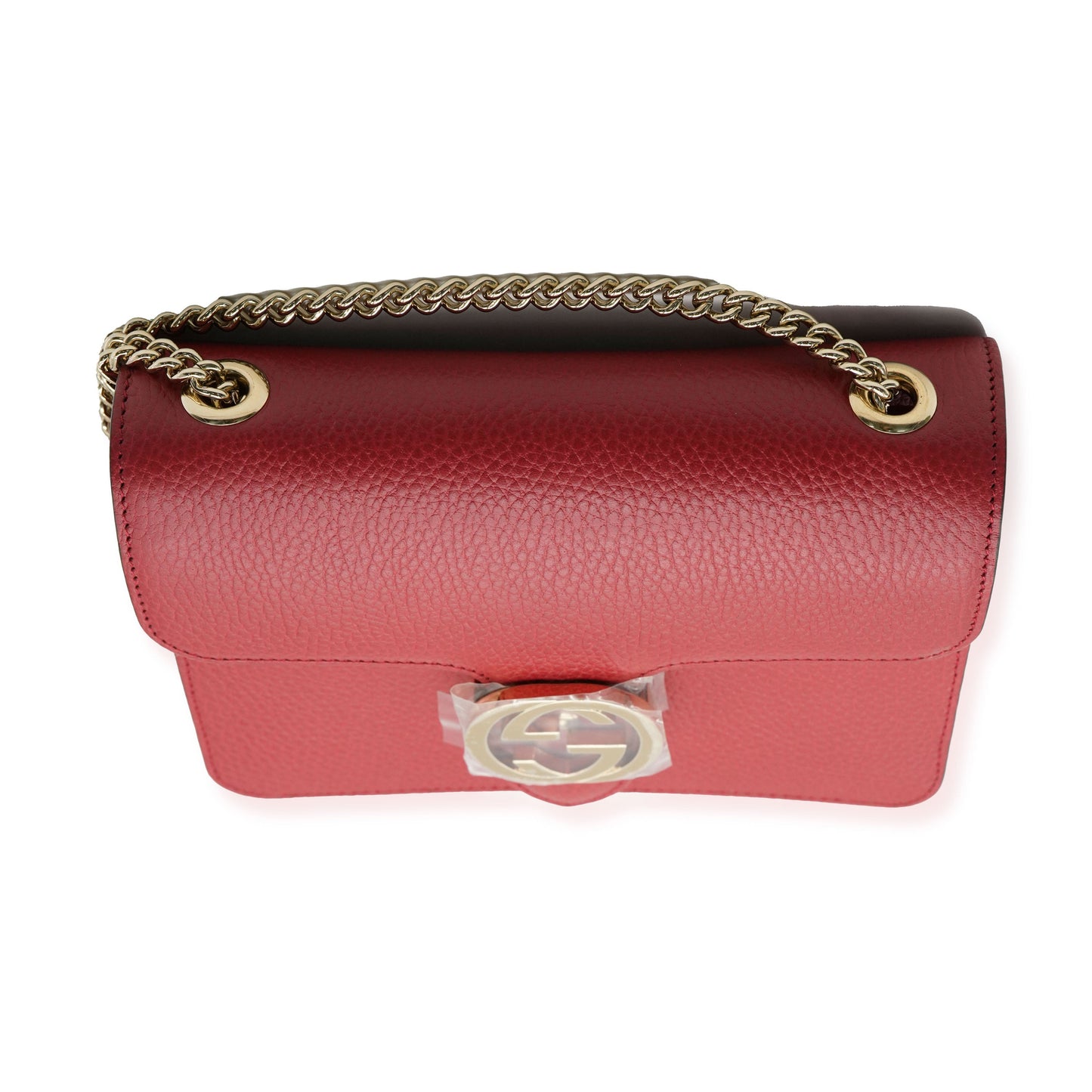 Red Pebbled Calfskin Small Interlocking G Shoulder Bag