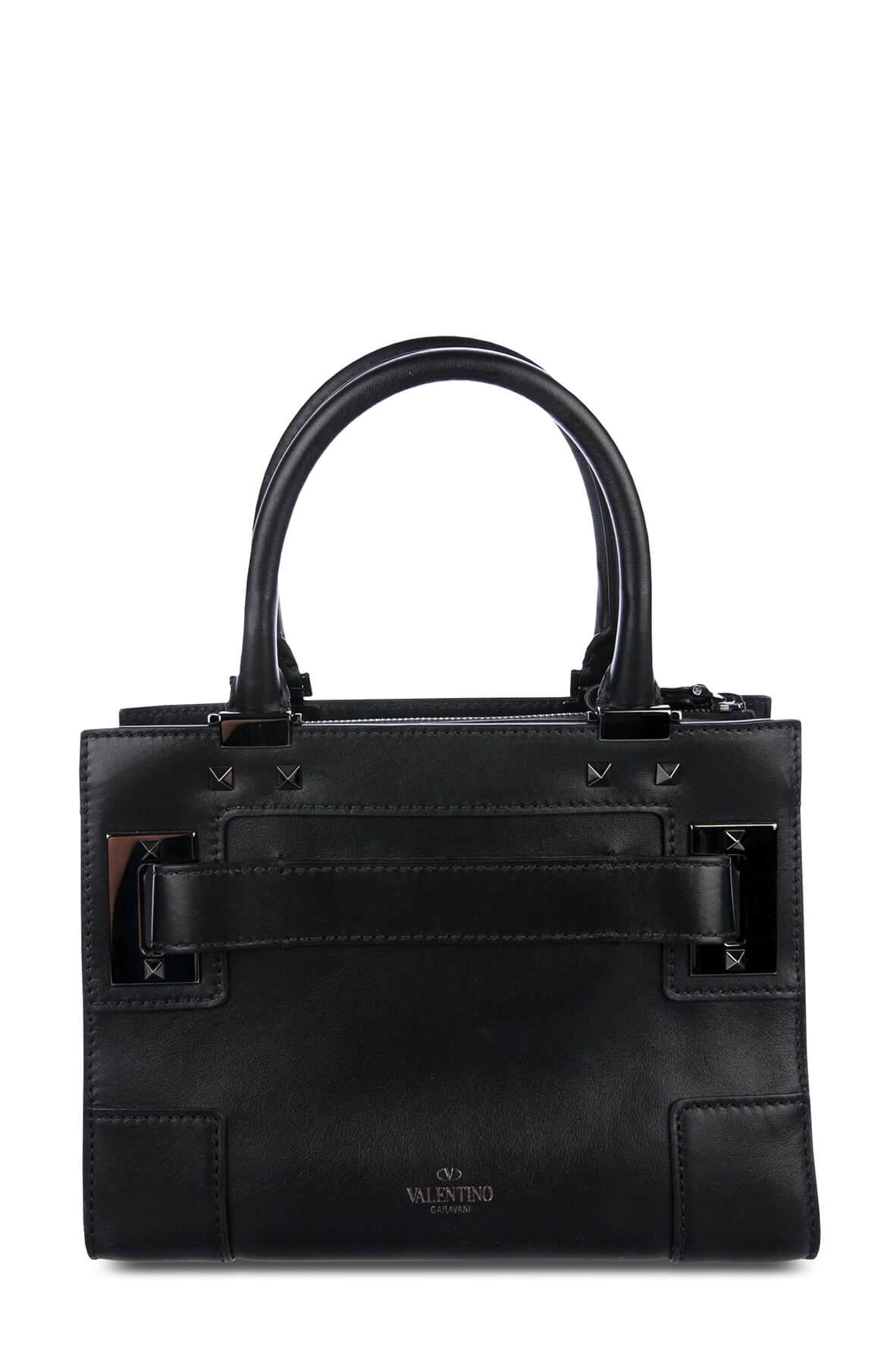 My Rockstud Leather Satchel Black