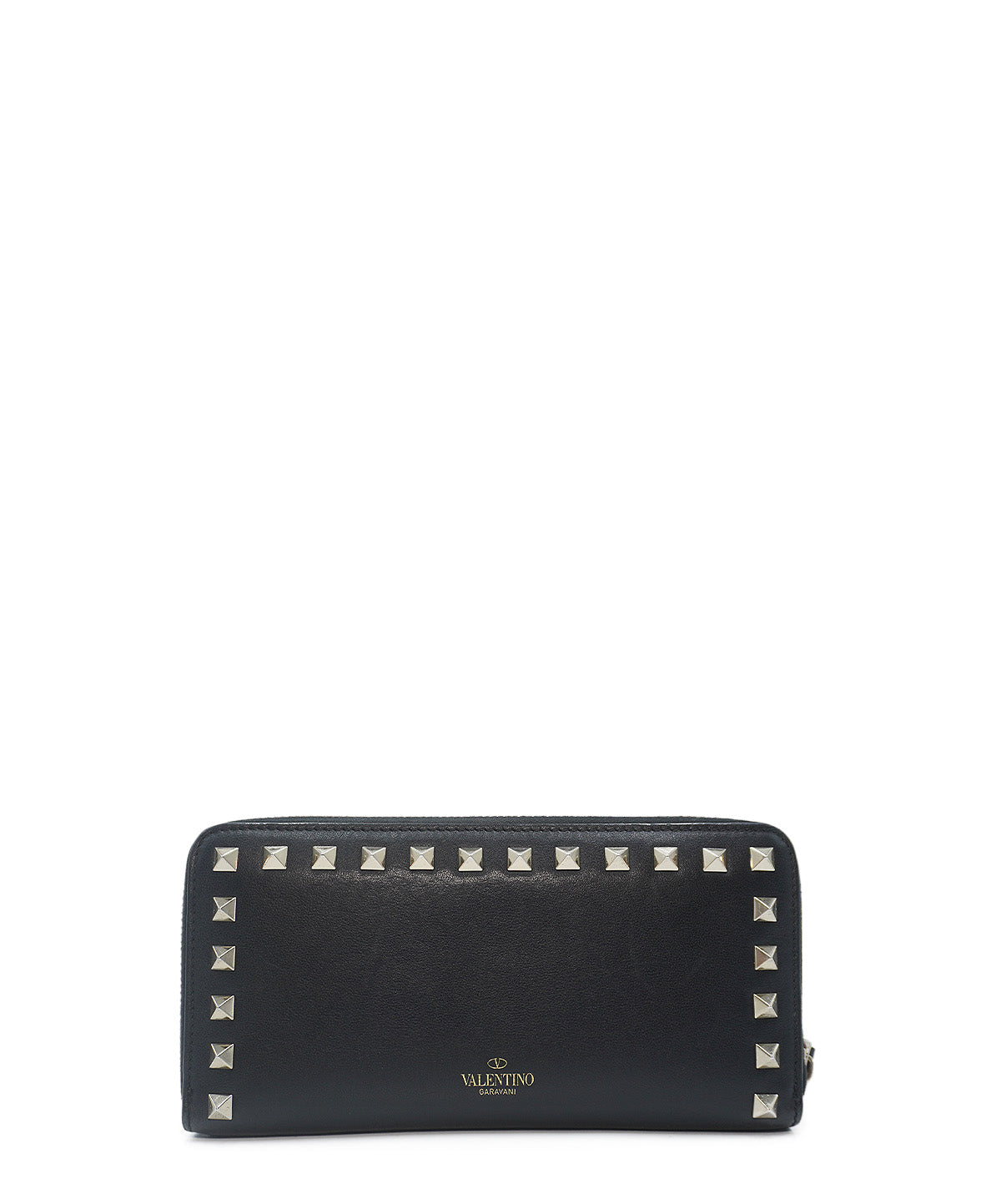 Rockstud Accents Leather Continental Wallet Black