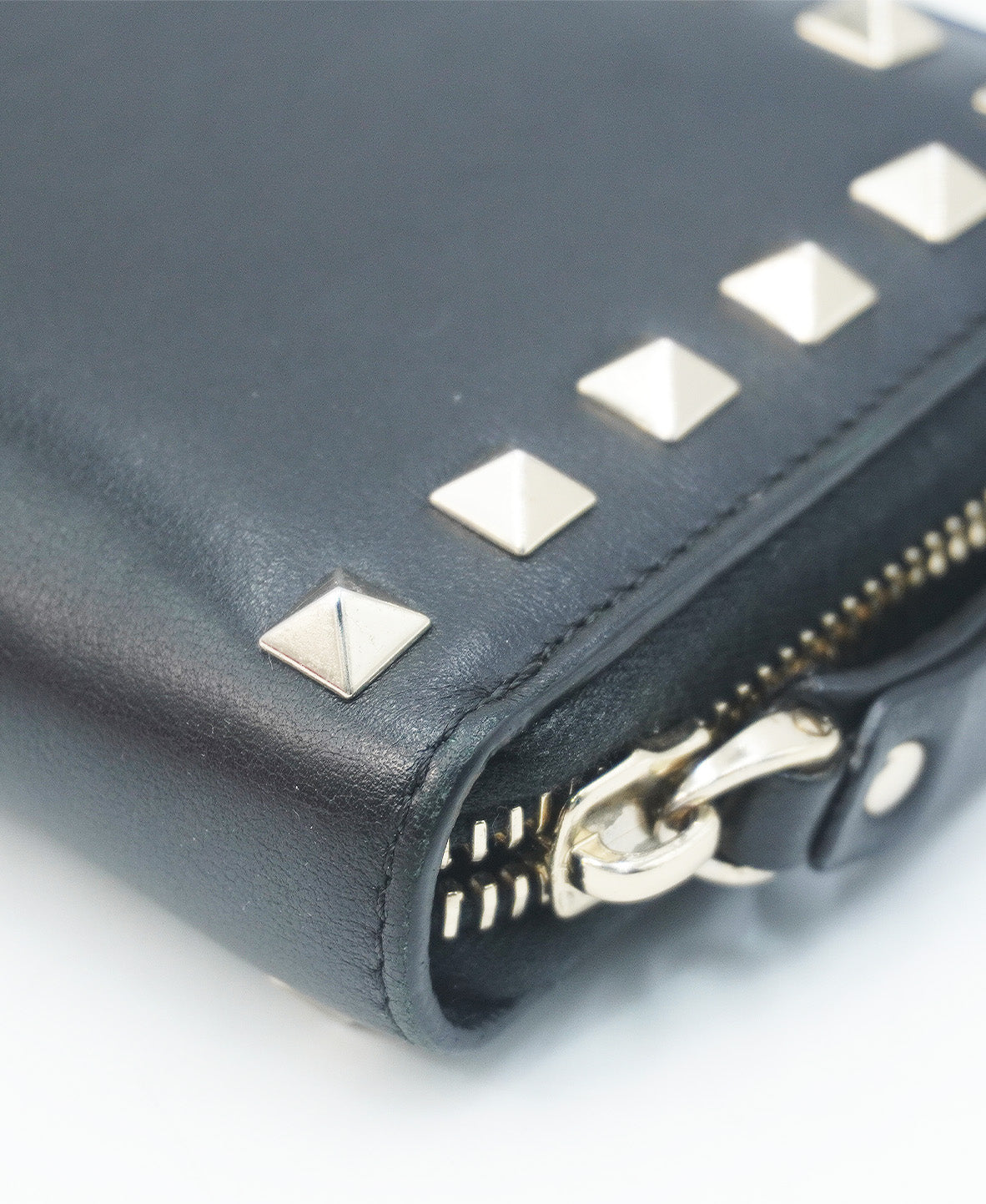 Rockstud Accents Leather Continental Wallet Black