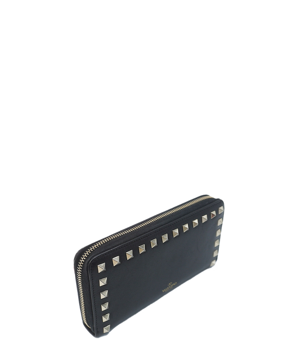 Rockstud Accents Leather Continental Wallet Black