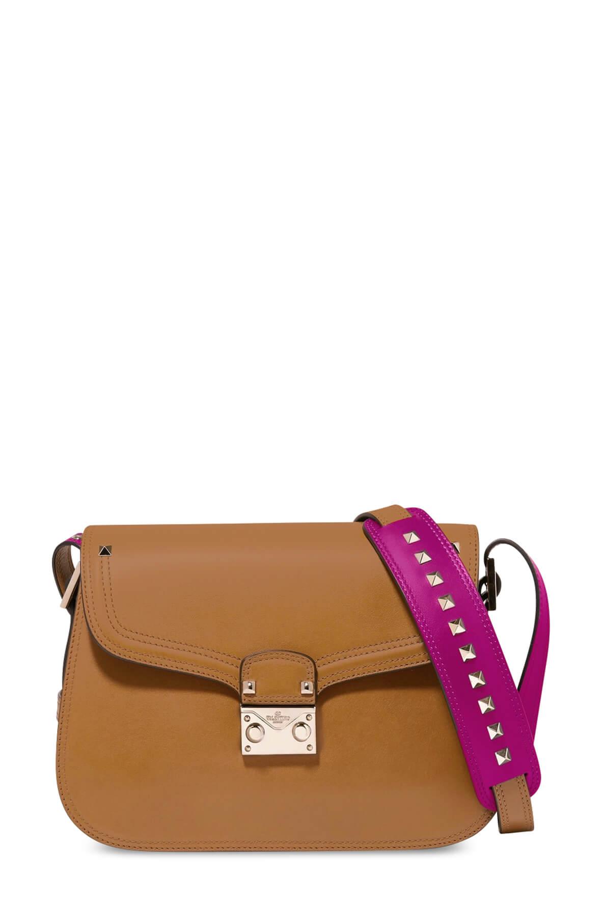 Rockstud Cabana Shoulder Bag Cognac Fushcia