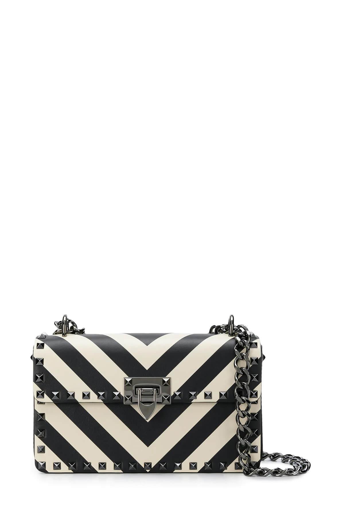 Rockstud Embellished Crossbody Monochrome