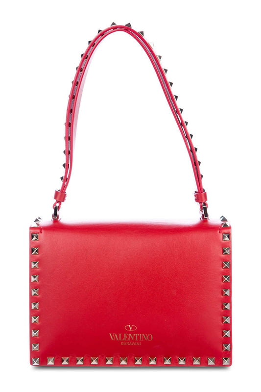 Rockstud Spike Shoulder Bag Red