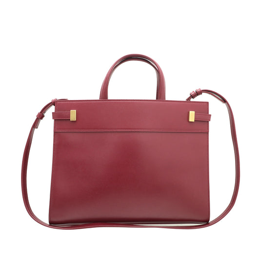 YSL Burgundy Manhattan Small Tote Bag