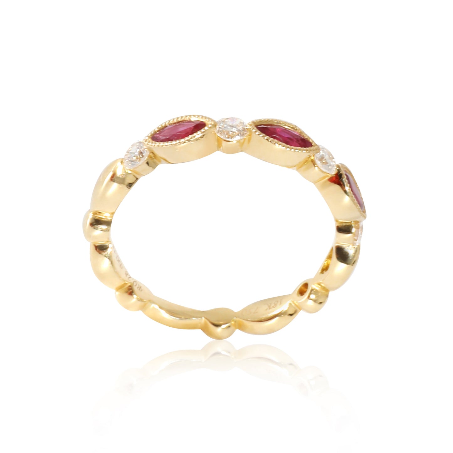 18K Yellow Gold Diamond & Ruby Ring, .19 Ctw.