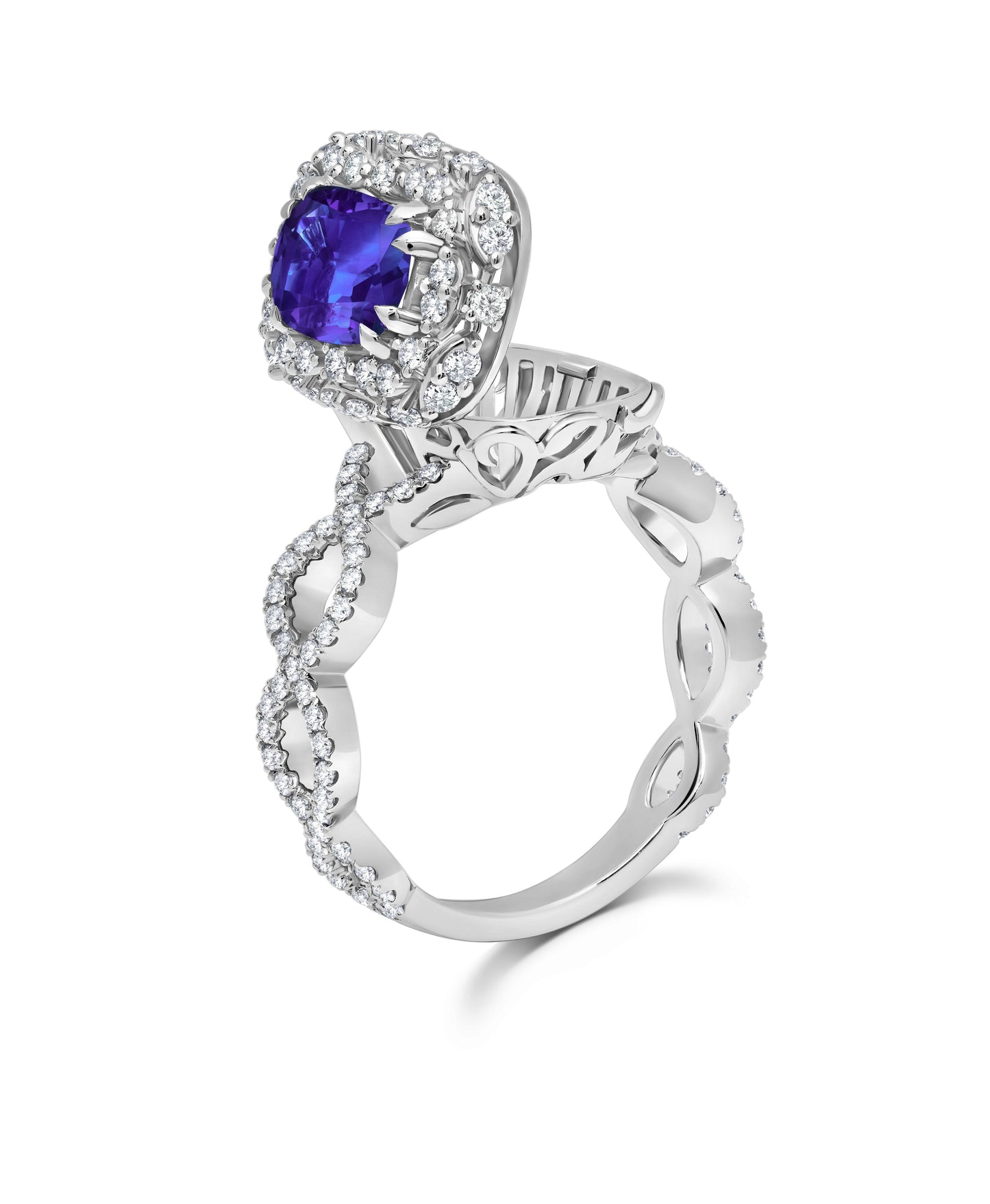 Tanzanite Ring in 18k White Gold Purple 0.72 CTW