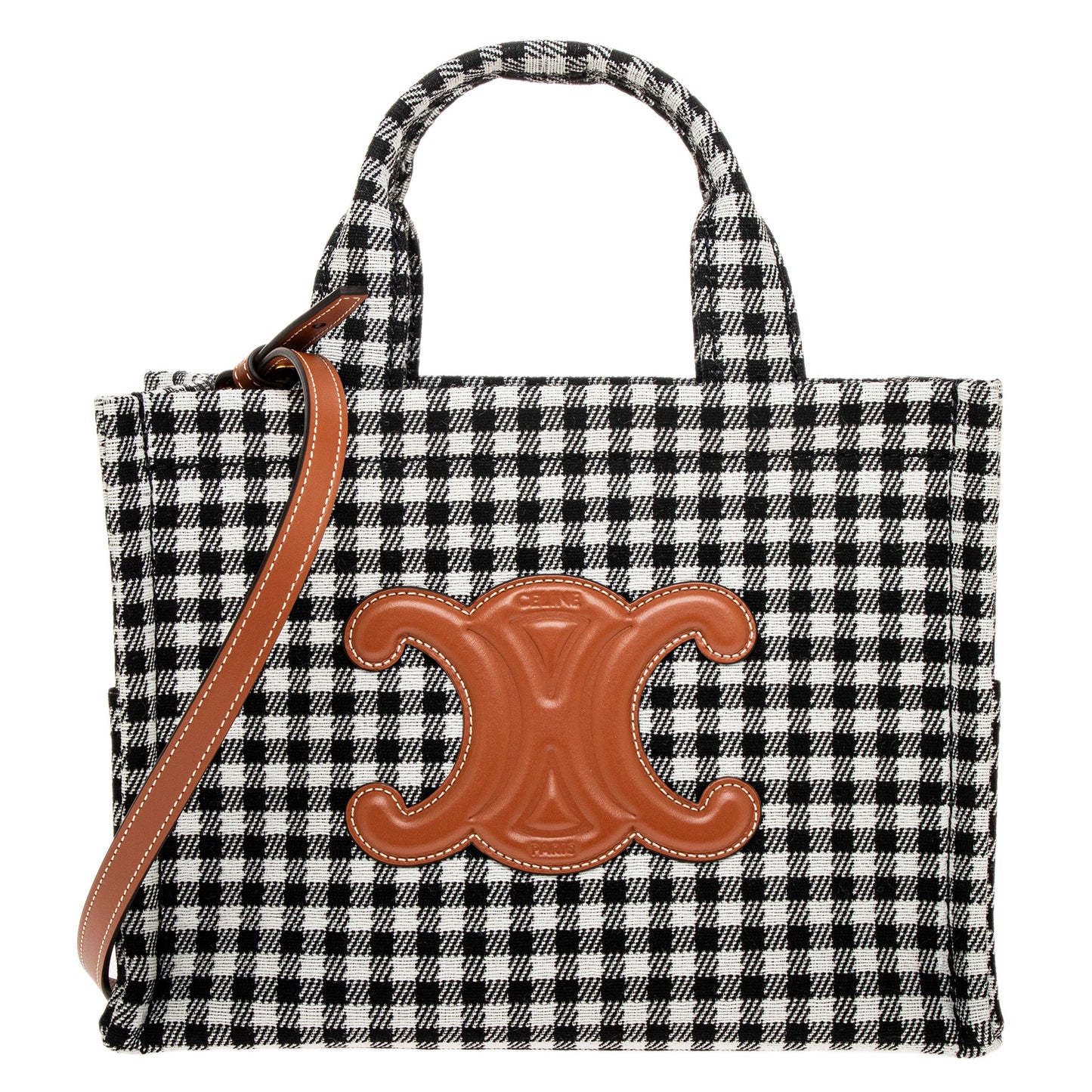 Black White Canvas Small Triomphe Thais Cabas Tote