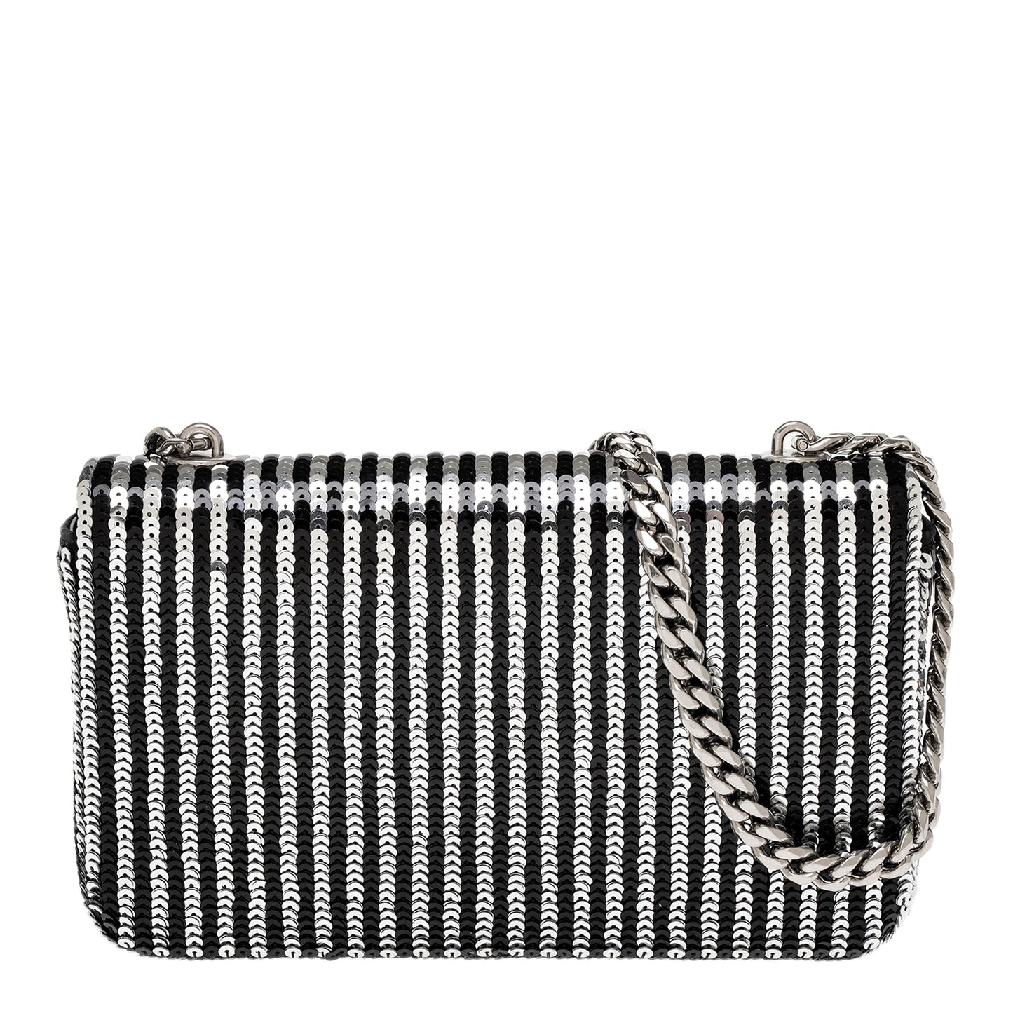 Black Silver Stripe Sequin Claude Shoulder Bag