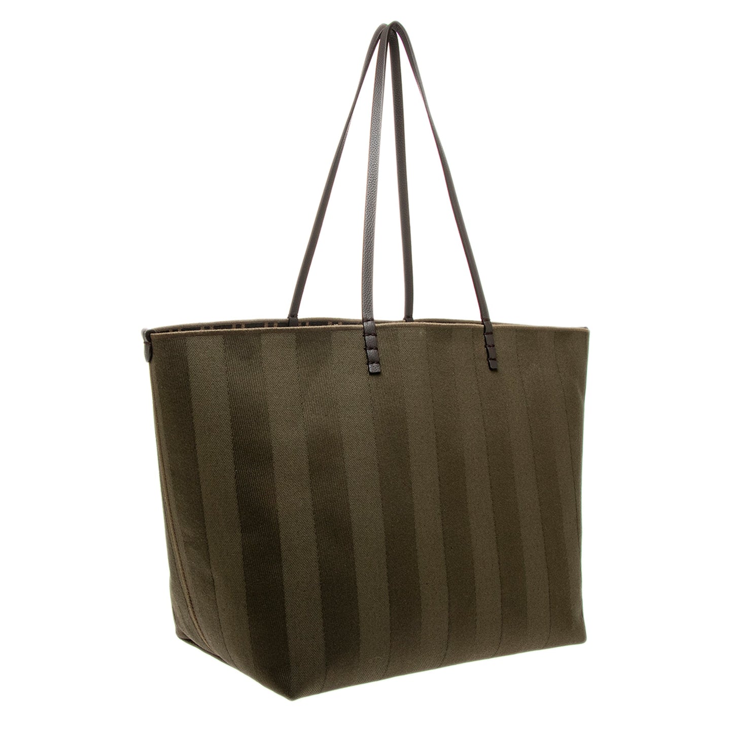 Wood Pequin Stripe Large Roll Reversible Shopper